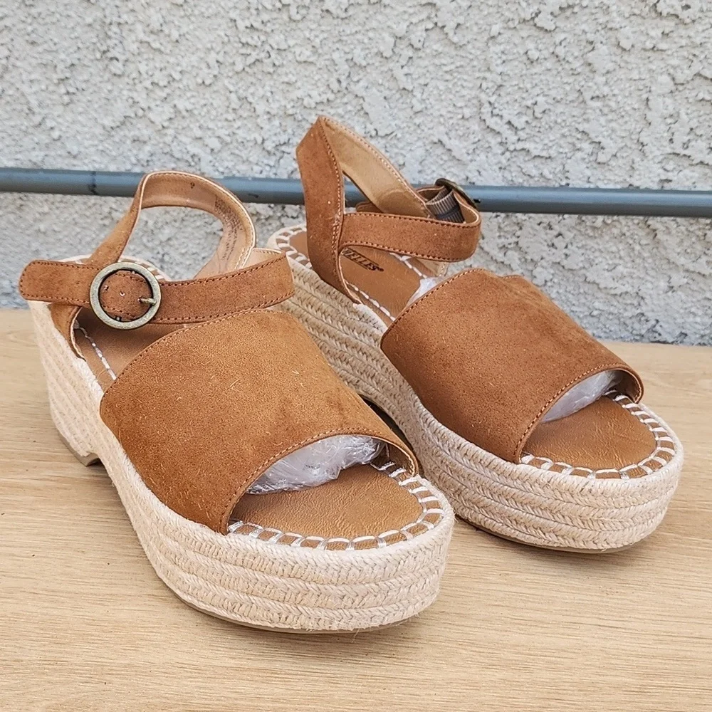 Seychelles Saddle Brown Suede Espadrille Platform Sandals Size 9.5 NWOT